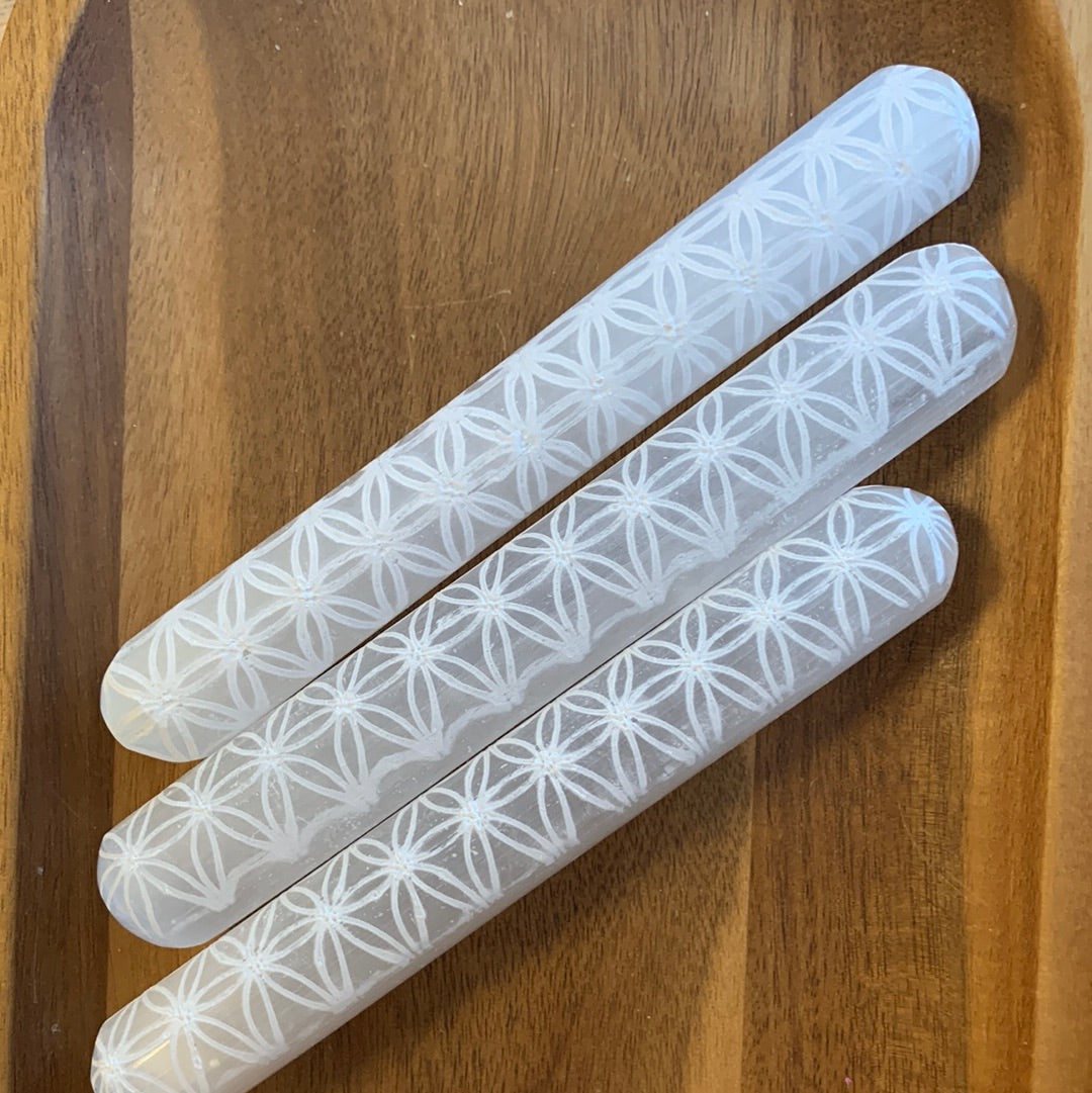 Etched Selenite Wand
